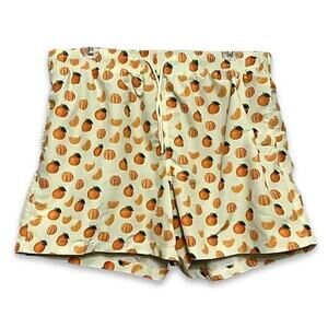 Surf Cuz Swim Trunks Quick-Dry Elastic Waistband Grove Pattern Orange/Green NWT